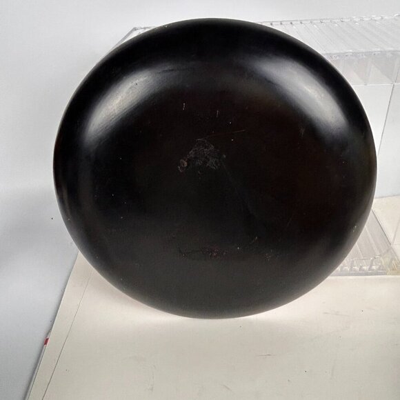 Vintage Chinese Red Cinnabar Hand Carved Wood Plate Landscape 10" - Picture 8 of 10